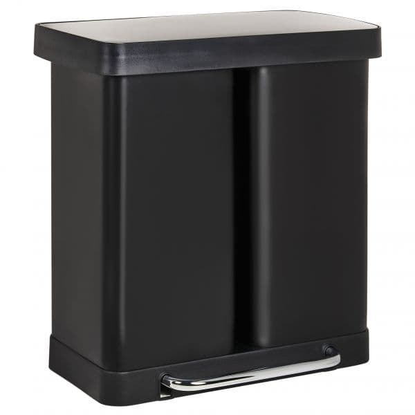 Beliani Caixote do Lixo Duplo 60L com Pedal e Tampa em Material Sintético e Ferro Preto