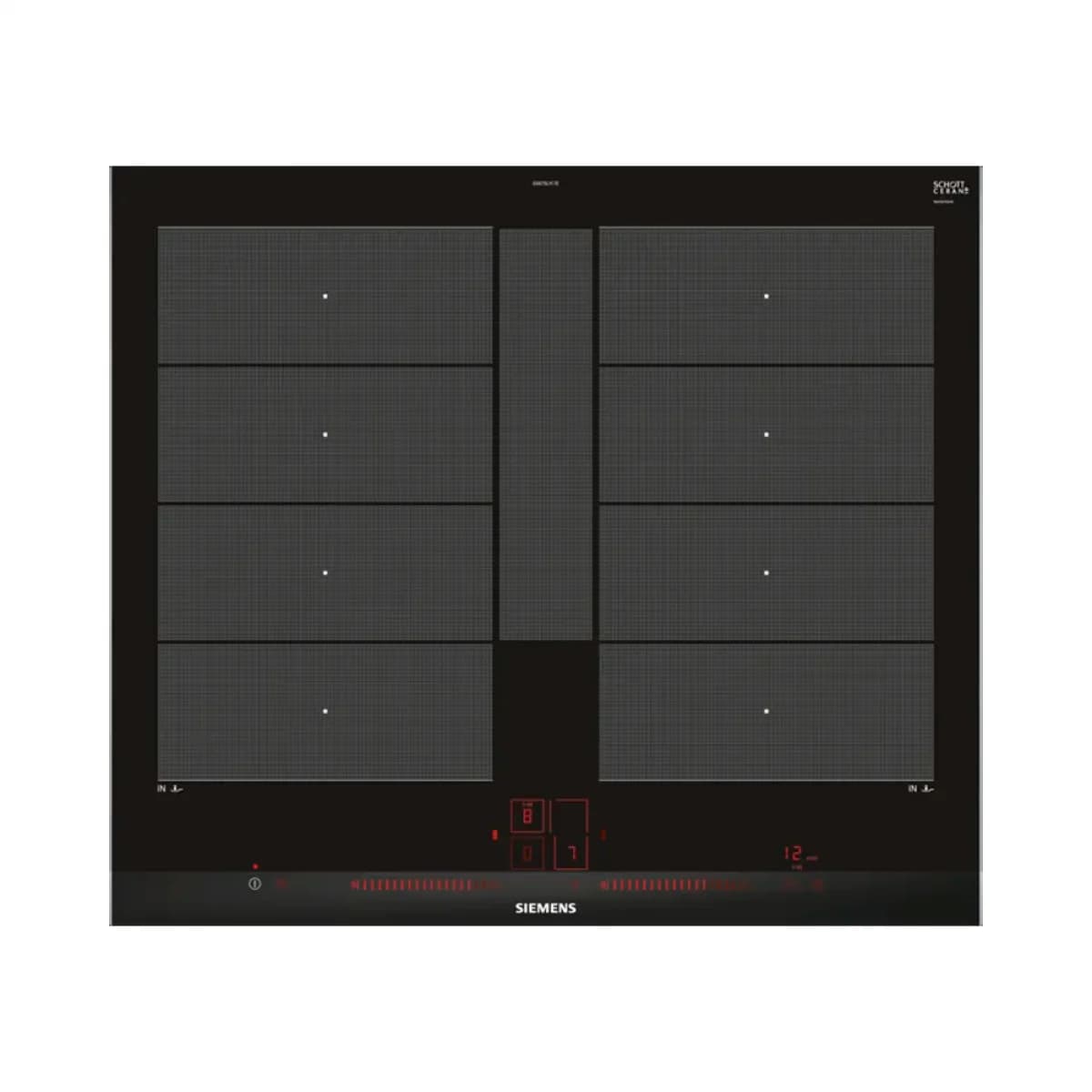 Placa de indução Siemens EX675LYC1E | 4 zonas, 7400W, Preto