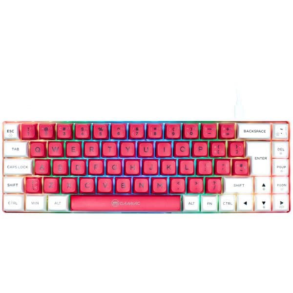 GAMIAC Teclado Mecânico TKL RGB69G SF Kailh Blue Branco/Rosa