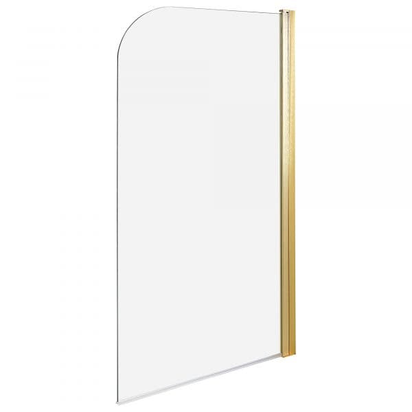 Beliani Painel de Duche em Vidro Transparente Temperado com Alumínio Dourado 140 x 80 cm Ajustável Minimalista