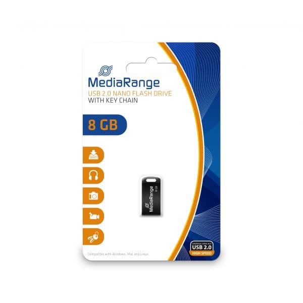 MediaRange 8GB MR920 USB 2.0 Nano Preto