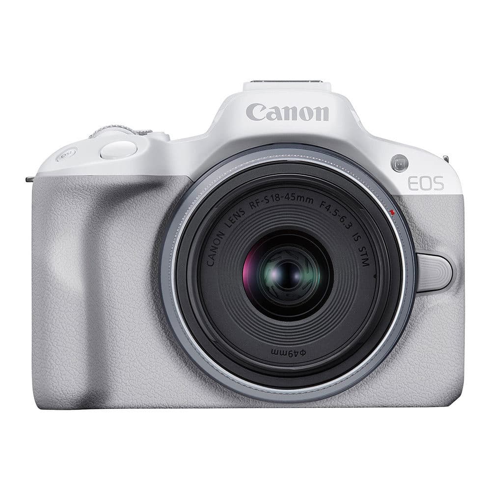 Câmara Evil Canon EOS R50WH branca + Lente RFS 18-45 mm F4.5-6.3 IS STM - A47014699