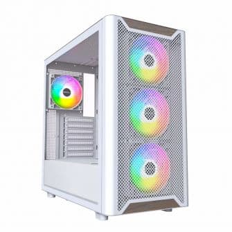 Caixa ATX Montech XR RGB Vidro Temperado Branco/Madeira
