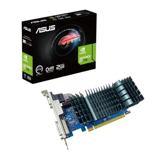 Asus GeForce GT 710 Tarjeta Grafica 2GB GDDR3 EVO NVIDIA – PCIe 2.0, HDMI, DVI-D, VGA