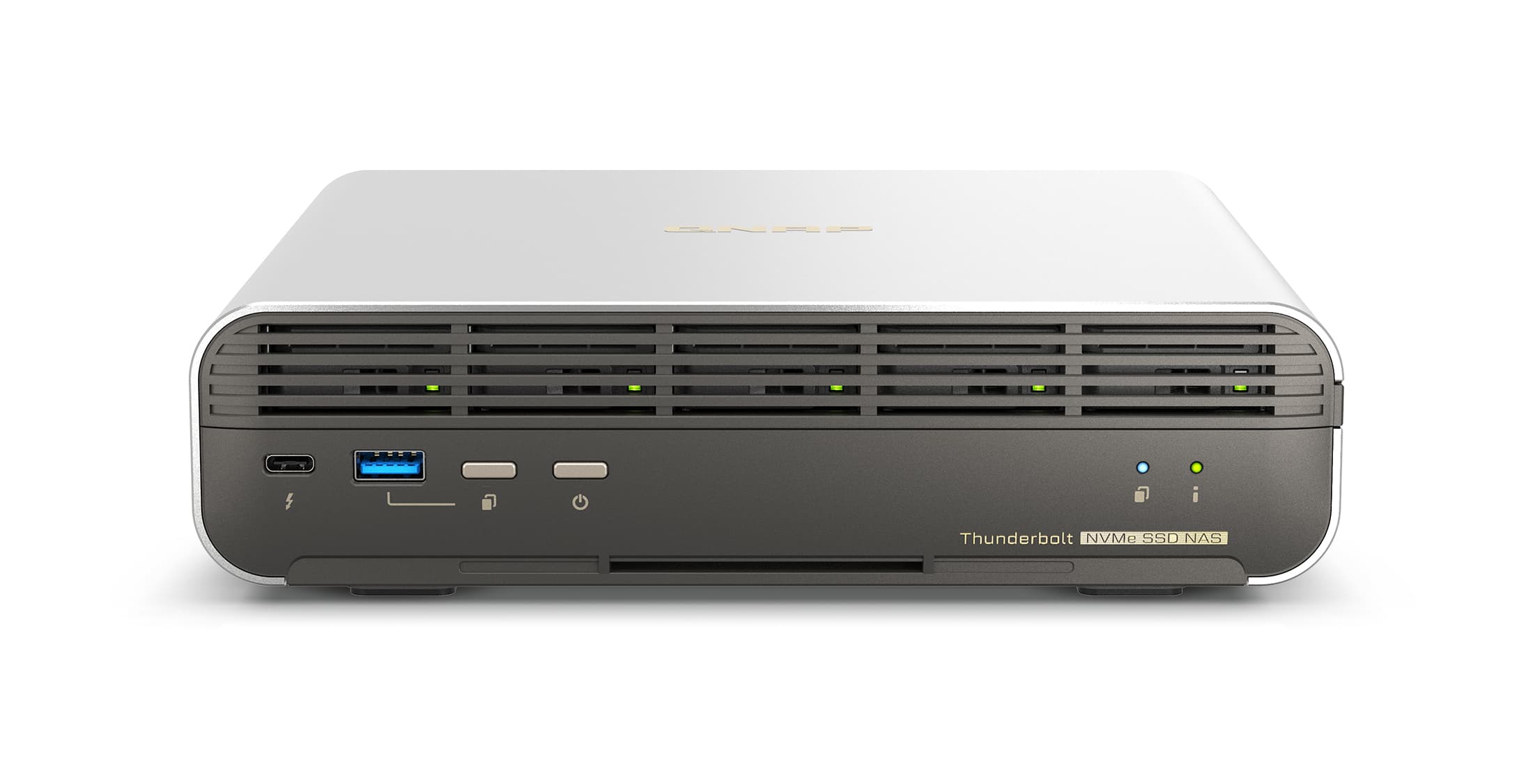 QNAP NAS TBS-H574TX-I3-12G 5 Baías All-Flash Intel Core i3-1320PE 12GB RAM Thunderbolt