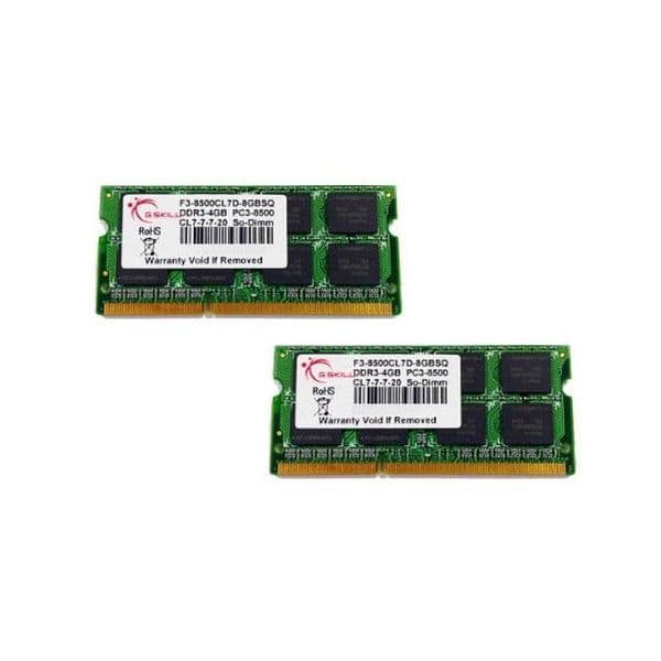Memória RAM G.Skill 8GB PC3-8500 1066MHZ (2X4GB) CL7 SO-DIMM DDR3 - F3-8500CL7D-8GBSQ