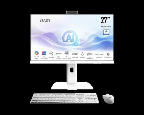 MSI AIO MODERN AM273QP AI 1UM-406EU. 27” IPS PANEL 2560 X 1440 (WQHD) 100HZ . INTEL IRIS XE GRAPHICS. SO-DIMM DDR5 16GB (8GB*2). 512G M.2 PCIE SSD. W11 PRO.BLANCO