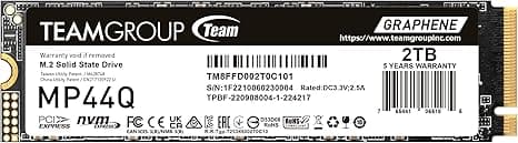 SSD M.2 PCIe 4.0 NVMe Team Group 2TB MP44Q - 7400R/6500W c/dissip Grafeno