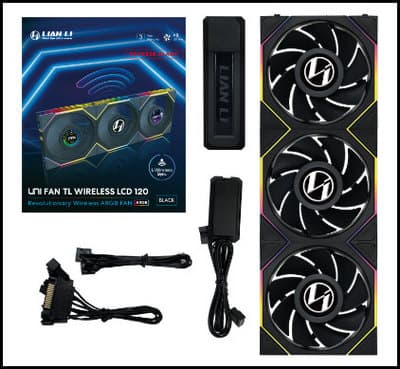 Lian Li UNI FAN TL-LCD TL120 LCD Wireless RGB Reverse PWM Ventoinha 120mm Preta