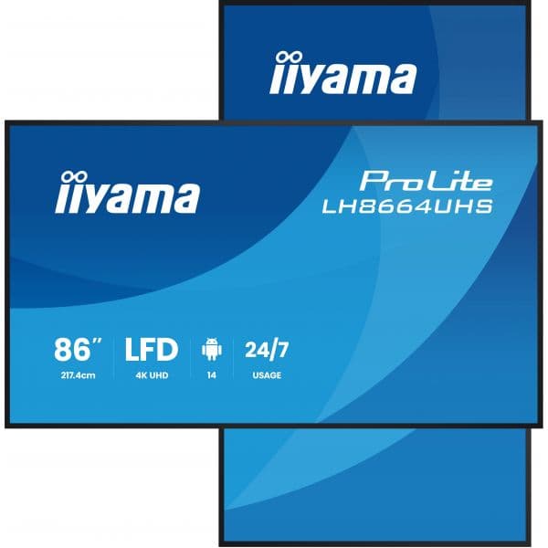 iiyama 86" ProLite LH8664UHS-B3AG LED Monitor de Sinalização Digital 4K IPS com Android e WiFi