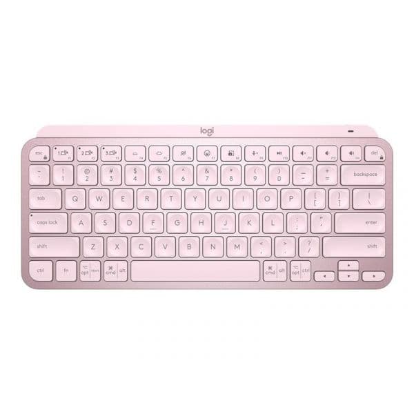 Teclado Logitech Mx Keys Mini - Retroiluminação - Bluetooth - Qwerty - Eua - Rosa 920-010500 - 920-010500