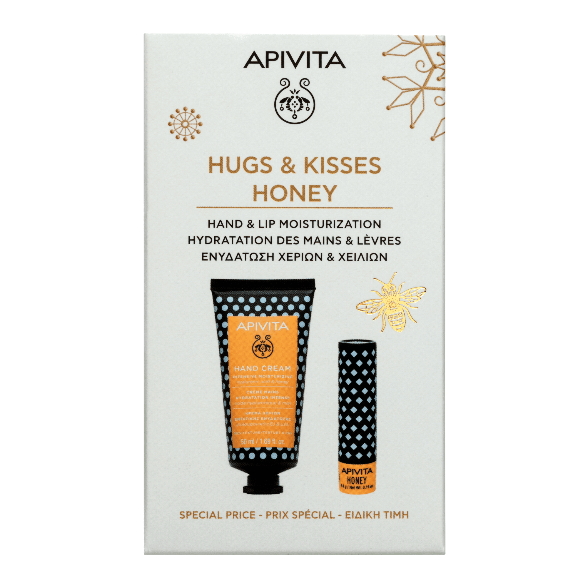 Apivita Hugs and Kisses Honey Creme Mãos Mel 50ml + Stick Labial Mel 4,4g Coffret