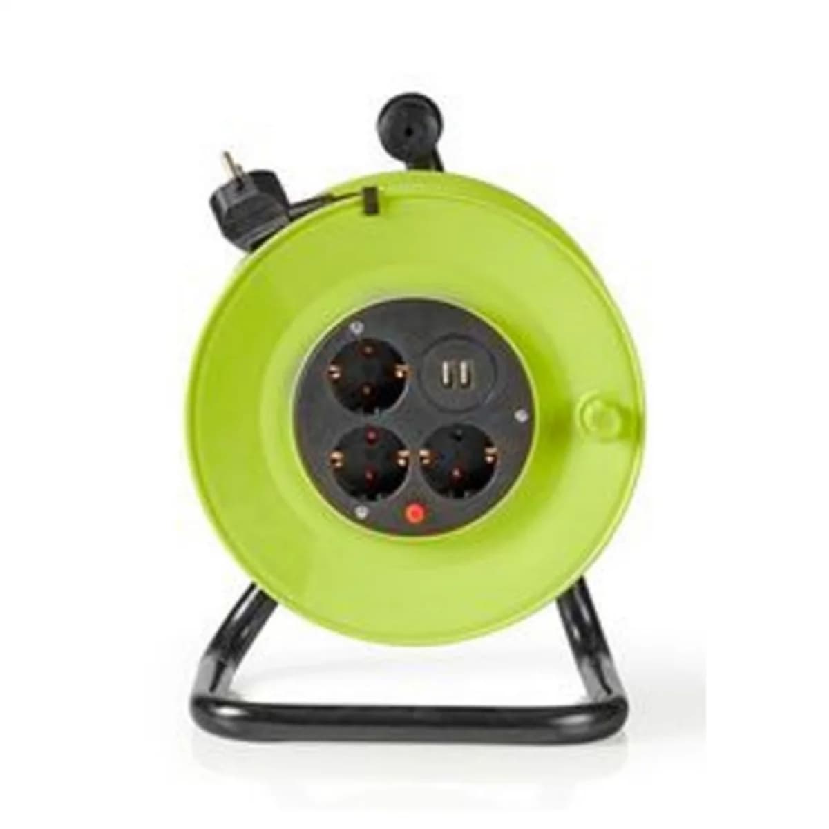 Nedis Enrolador Cabo 25MT c/ 3 Tomadas + 2XUSB - PECCR25UFGN