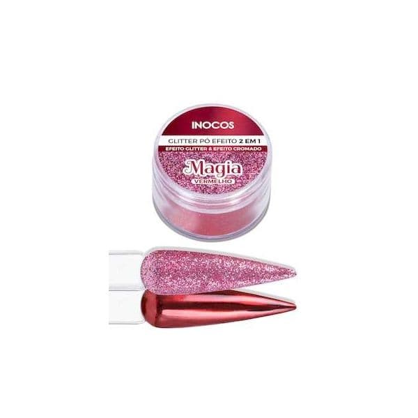 Inocos Pó Glitter Magia Tom Vermelho 3g
