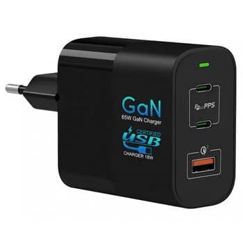 Carregador Universal TIPO C + USB A QC + PD 65W BK