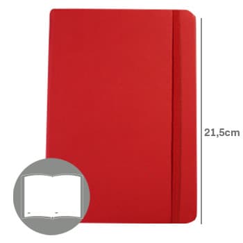 SmartD Bloco de Notas Liso 21,5x14,5cm Semi Pele Vermelho 116 Folhas