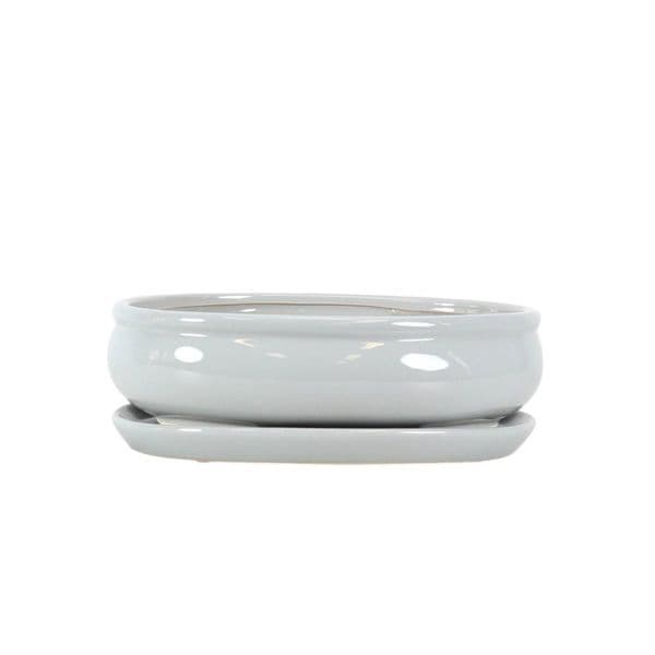 Luso Bonsai Vaso de Bonsai Oval + Prato 29*22*8 cm Cinza - Yixing - 06397