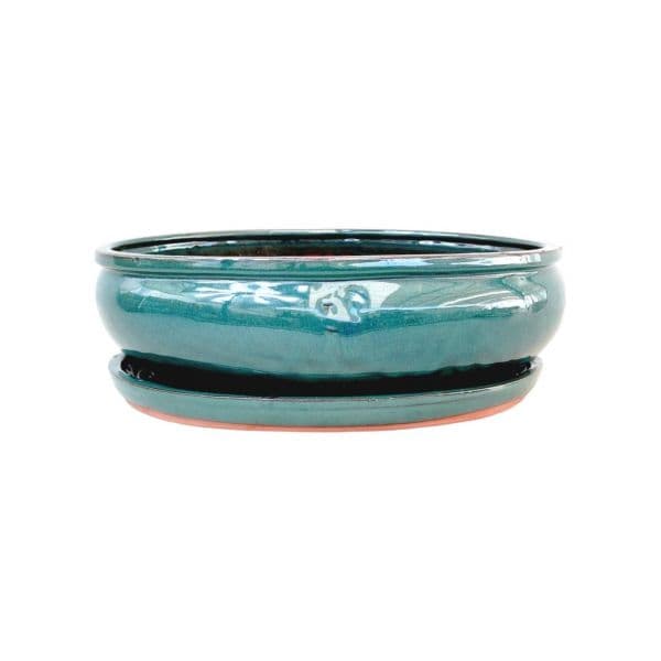 Luso Bonsai Vaso de Bonsai Oval + Prato 25*20*8 cm Verde - Yixing - 84904