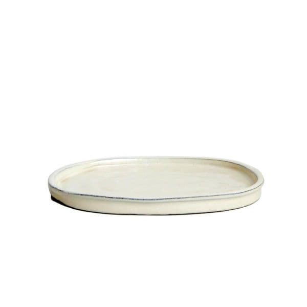 Luso Bonsai Prato Cerâmico Oval 16*14*1,5 cm Creme - 86713