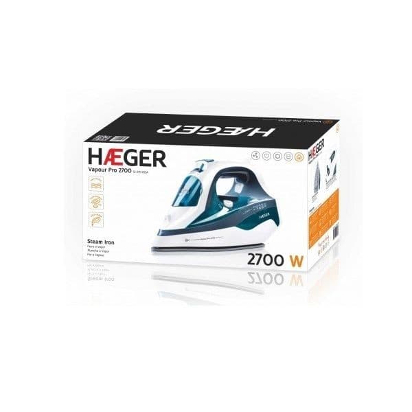 Ferro de Vapor HAEGER VAPOUR PRO 2700 | 2700W, Base Cerâmica, 45g/min