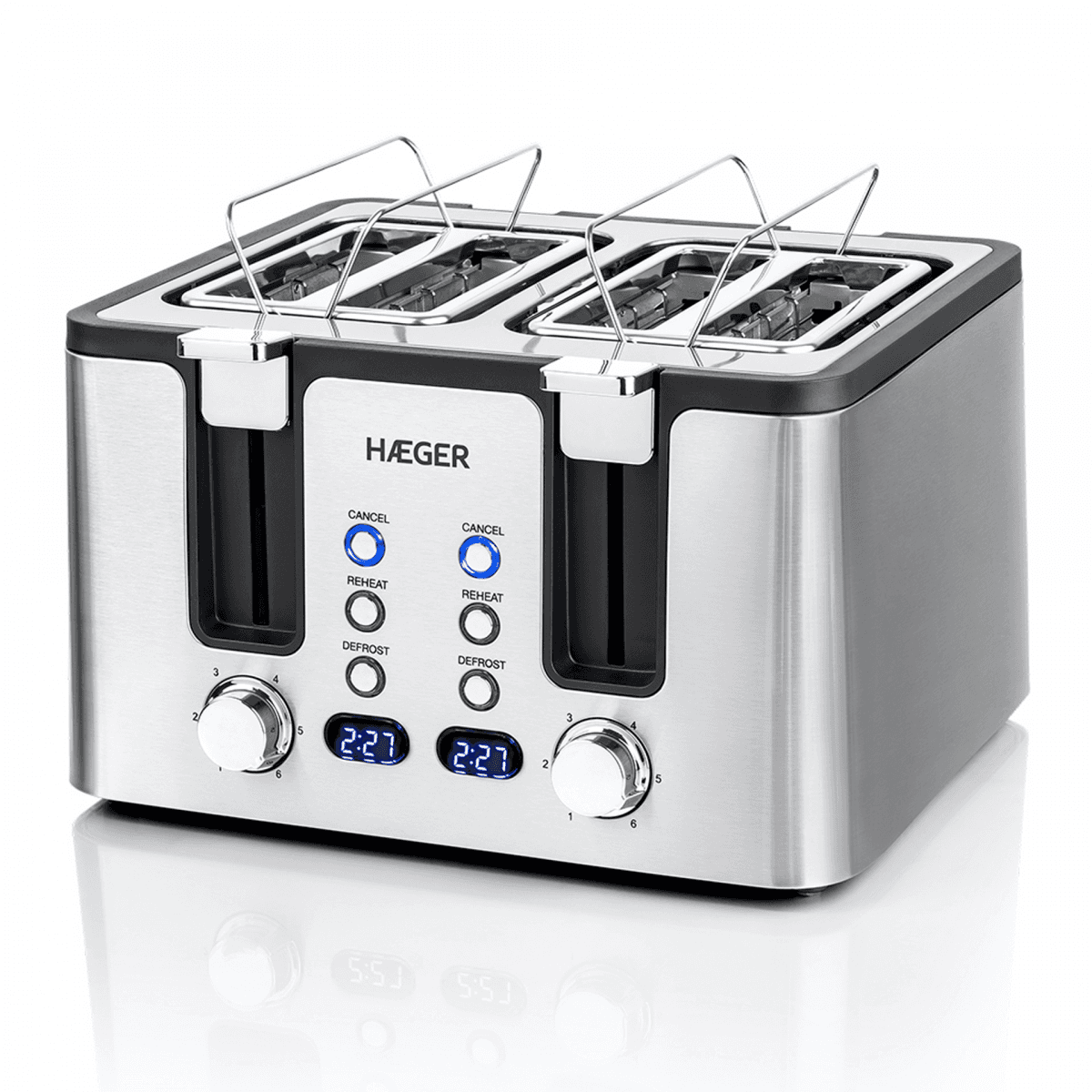 Torradeira HAEGER Otimus Toast - 4 Aberturas, 1700W, Inox