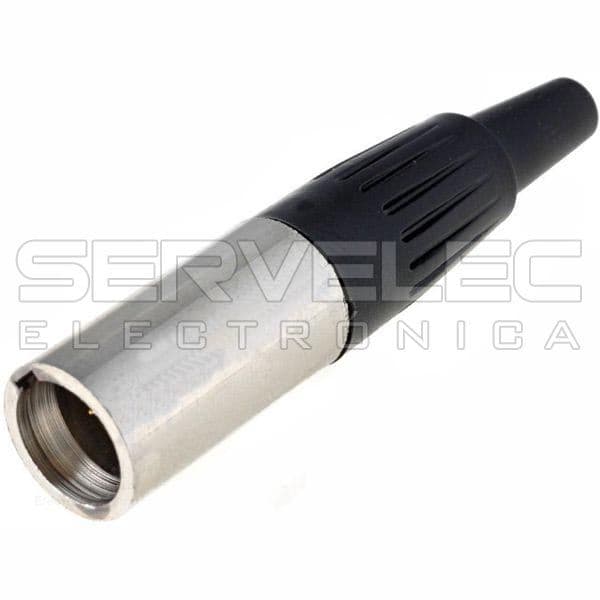 Ficha Mini Xlr Macho 4 Pinos Metálica Preta