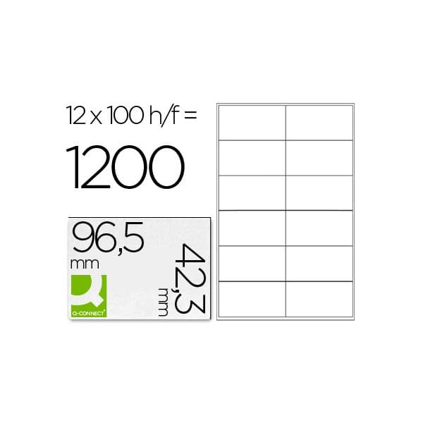 Q-Connect 100 Fls Etiquetas Adesivas 96,5x42,3mm - KF10652