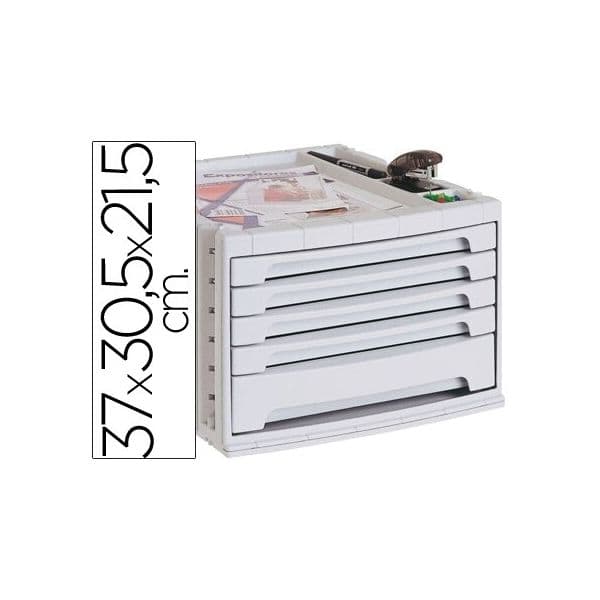 Q-Connect Módulo de Secretária 37x30,5x21,50cm 5 Gavetas Cinza