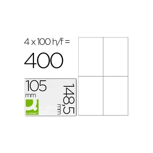 Q-Connect 100 Fls Etiquetas Adesivas 105x148.5cm - Caixa de 5 unidades