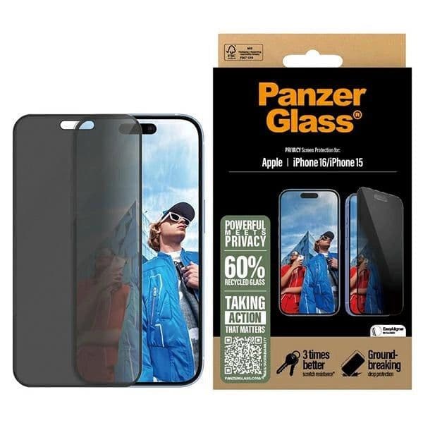 PanzerGlass Película Vidro para iPhone 15/16 Black