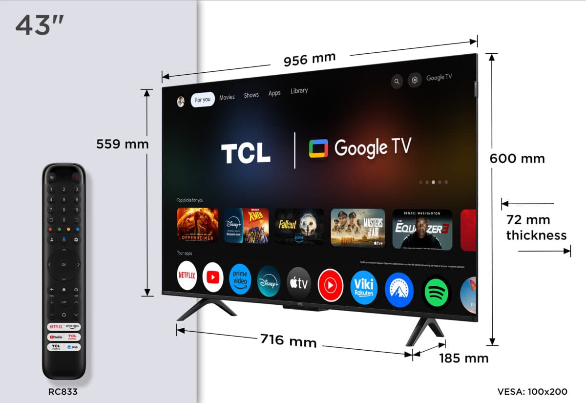 TV TCL 43" 43P7K UHD QLED Google TV Smart TV 4K