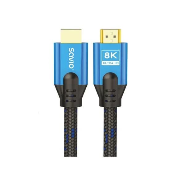 Savio CL-169 Cabo HDMI 2.1 Trenzado 8K 5 Metros Preto-Azul