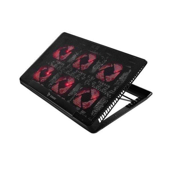 Savio COS-01 Base de Arrefecimento para Portátil com 6 Ventoinhas Retroiluminadas, 2000 RPM, até 17.3", Preto e Vermelho