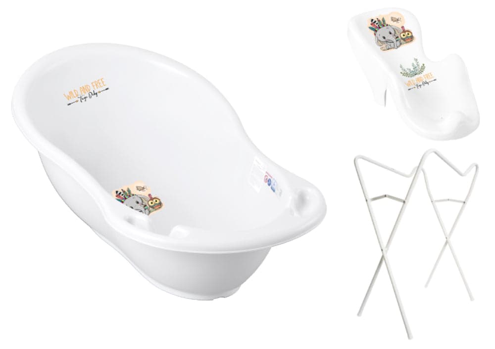 Banheira 102 cm com suporte e assento anti-derrapante B.Active Wild & Free White - Elephant