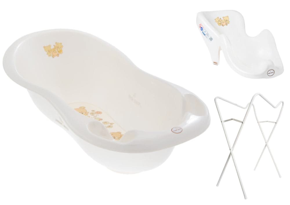 Banheira 86 cm com suporte, assento anti-derrapante e sistema de drenagem B.Active Teddy Bear White