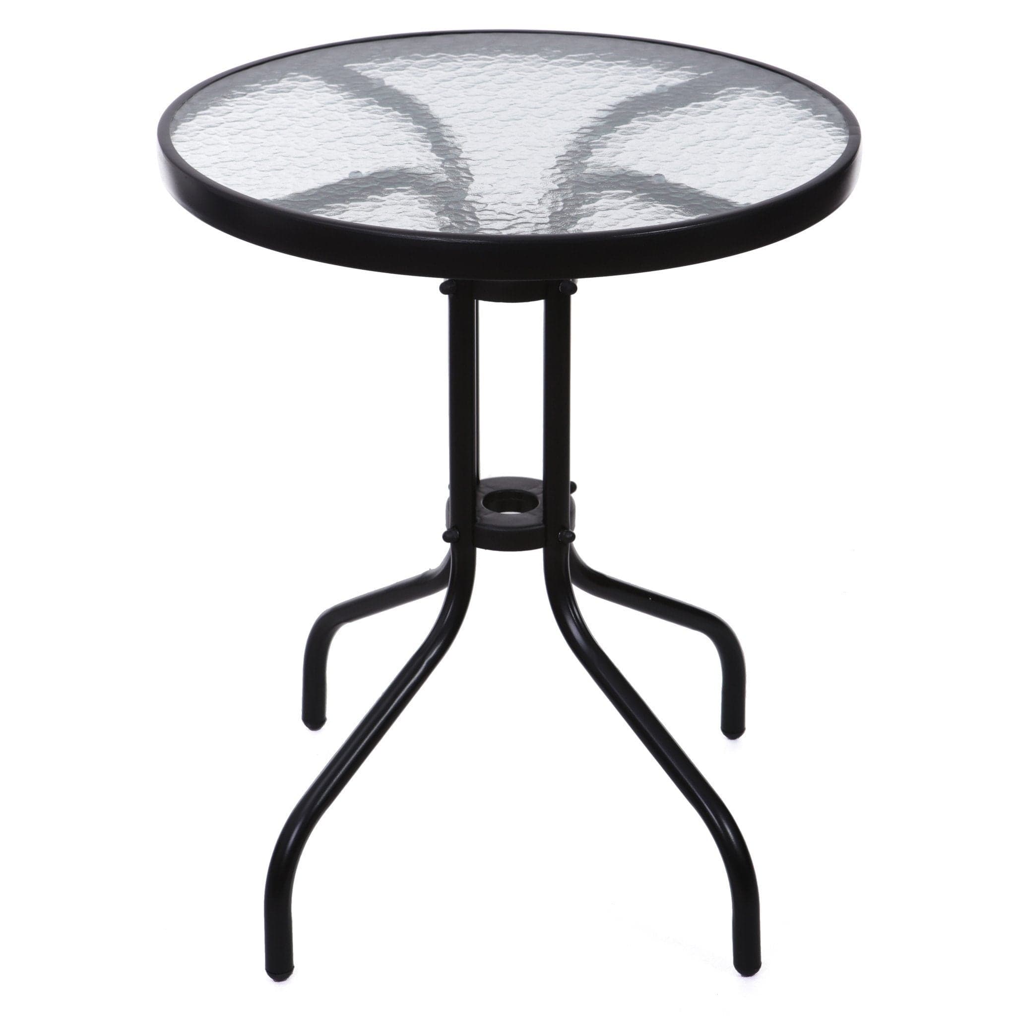 Mesa jardim 60 cm vidro temperado preto