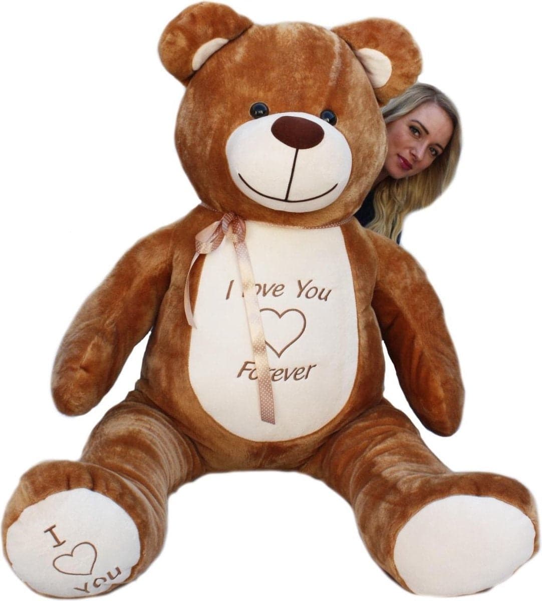 Urso de peluche grande castanho suave I Love You
