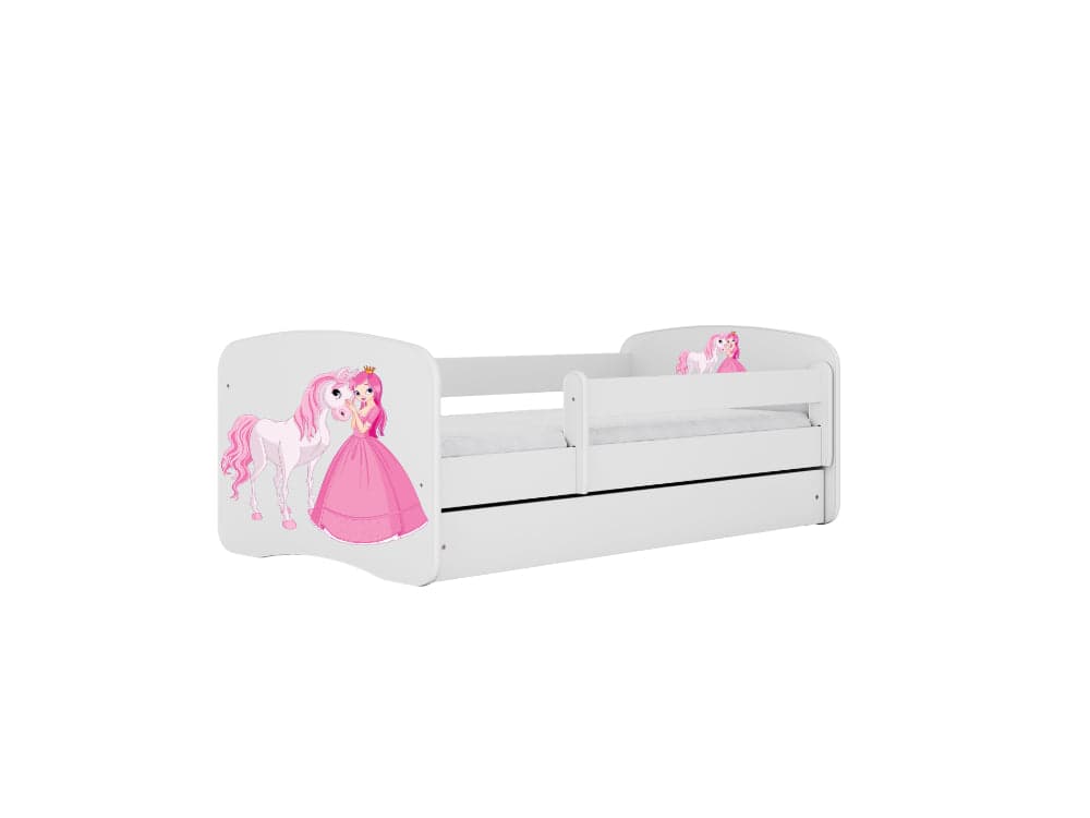 Cama 180 x 80 cm Kocot Kids com colchão BabyDreams Princess and Horse White