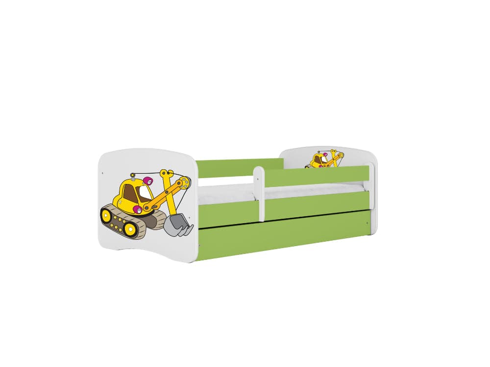 Cama 180 x 80 cm Kocot Kids com colchão BabyDreams Digger Green