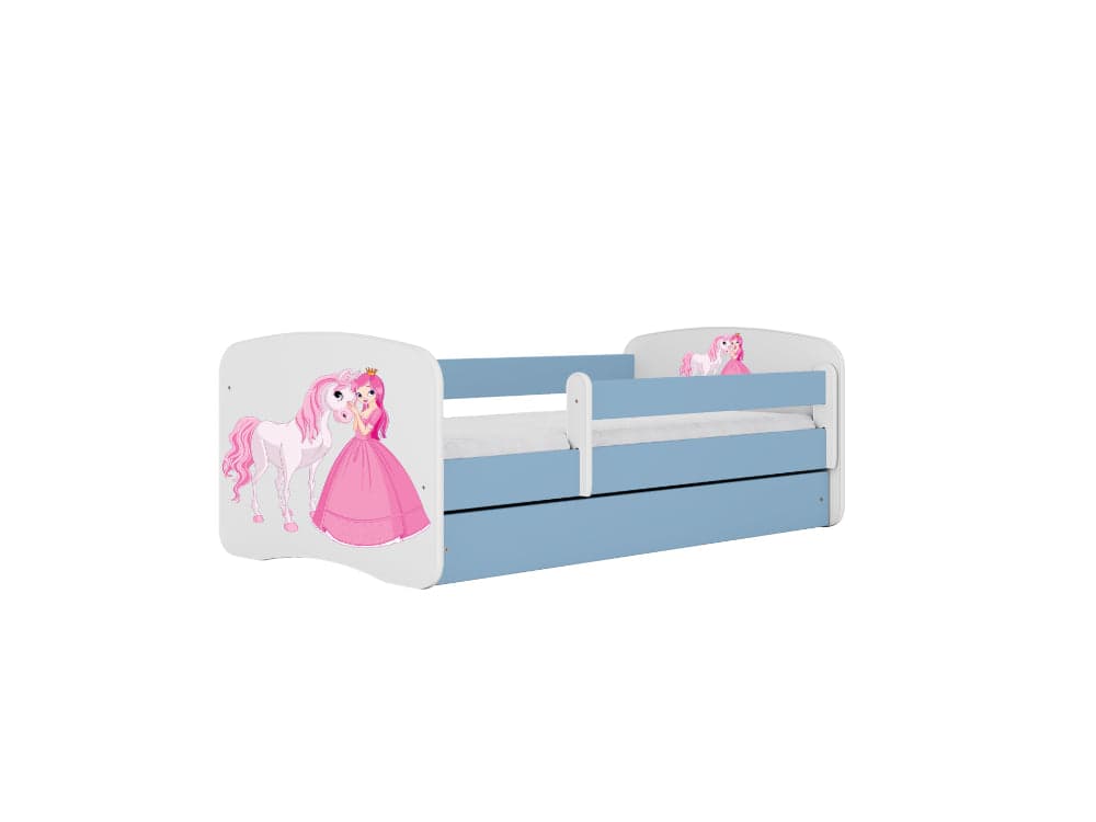 Cama 180 x 80 cm Kocot Kids com colchão BabyDreams Princess and Horse Blue