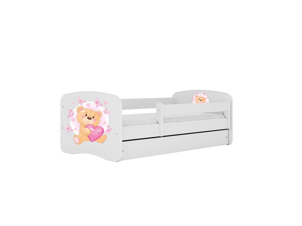 Cama 180 x 80 cm Kocot Kids com gaveta e colchão BabyDreams Teddybear Butterflies White
