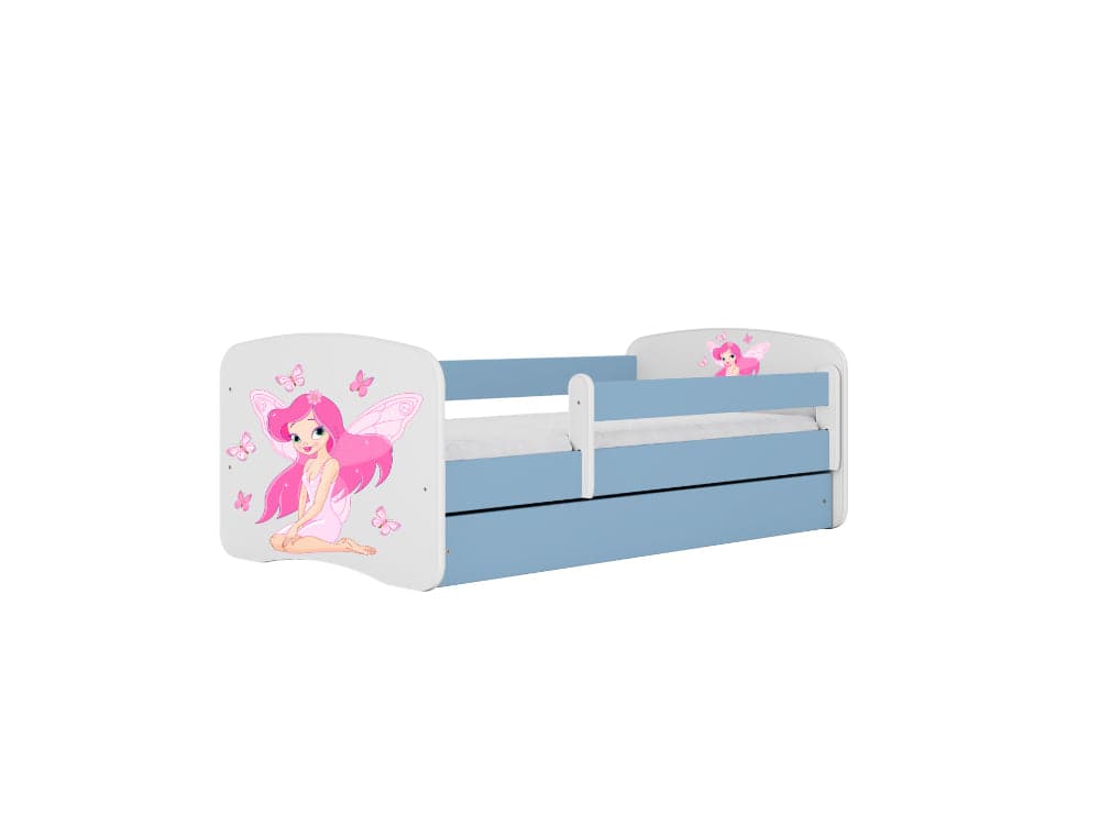 Cama 180 x 80 cm Kocot Kids com colchão BabyDreams Fairy Borboletas Blue