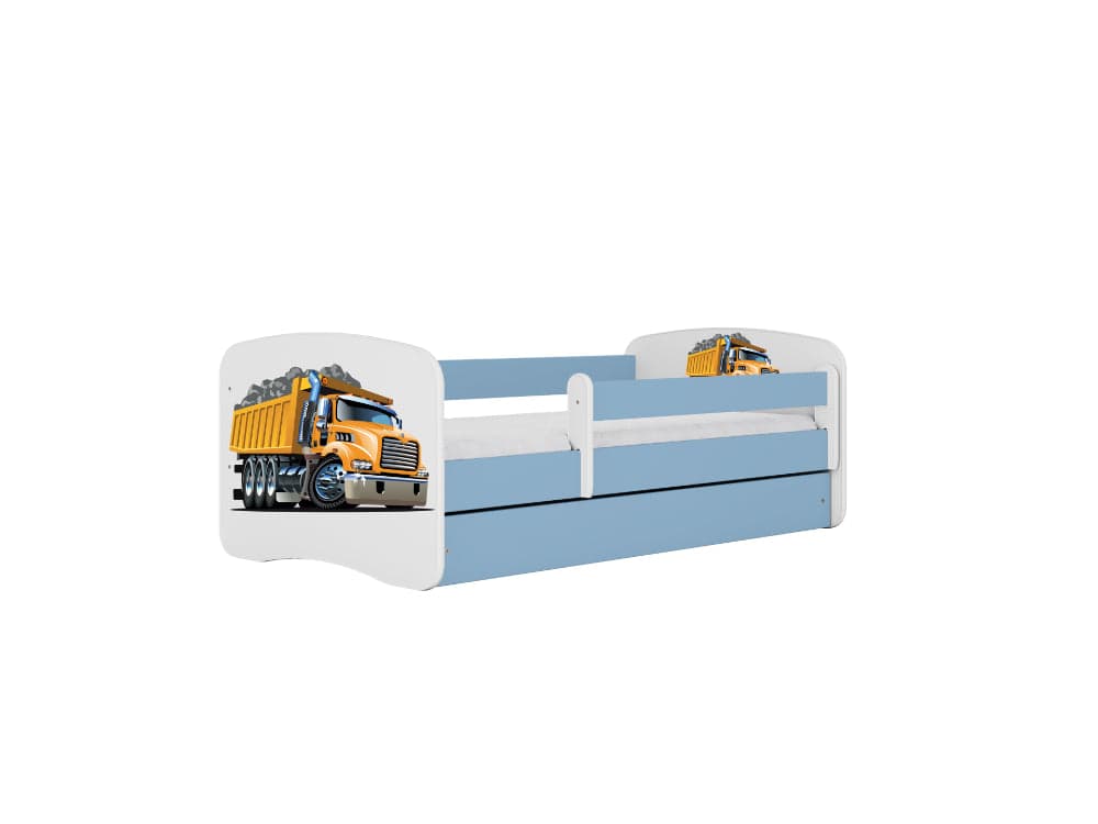 Cama 160 x80 cm Kocot Kids com gaveta e colchão BabyDreams Truck Blue