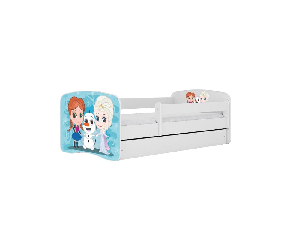 Cama 160 x80 cm Kocot Kids com gaveta e colchão BabyDreams Frozen Land White