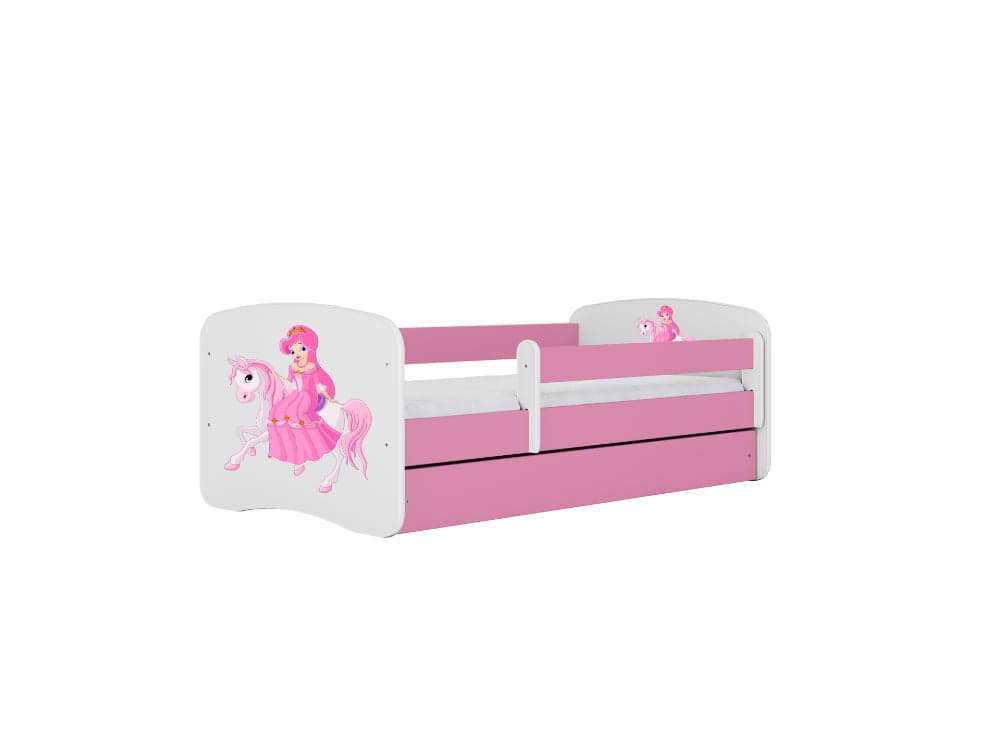 Cama 180 x 80 cm Kocot Kids com gaveta e colchão BabyDreams Princess on Horse Pink