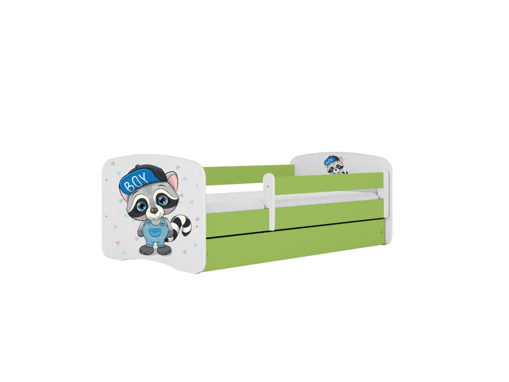 Cama 160 x 80 cm Kocot Kids com gaveta BabyDreams Raccoon Green