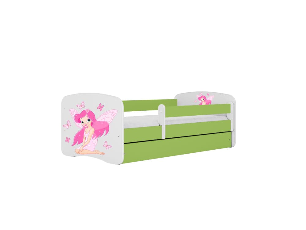 Cama 180 x 80 cm Kocot Kids com gaveta BabyDreams Fairy Borboletas Green