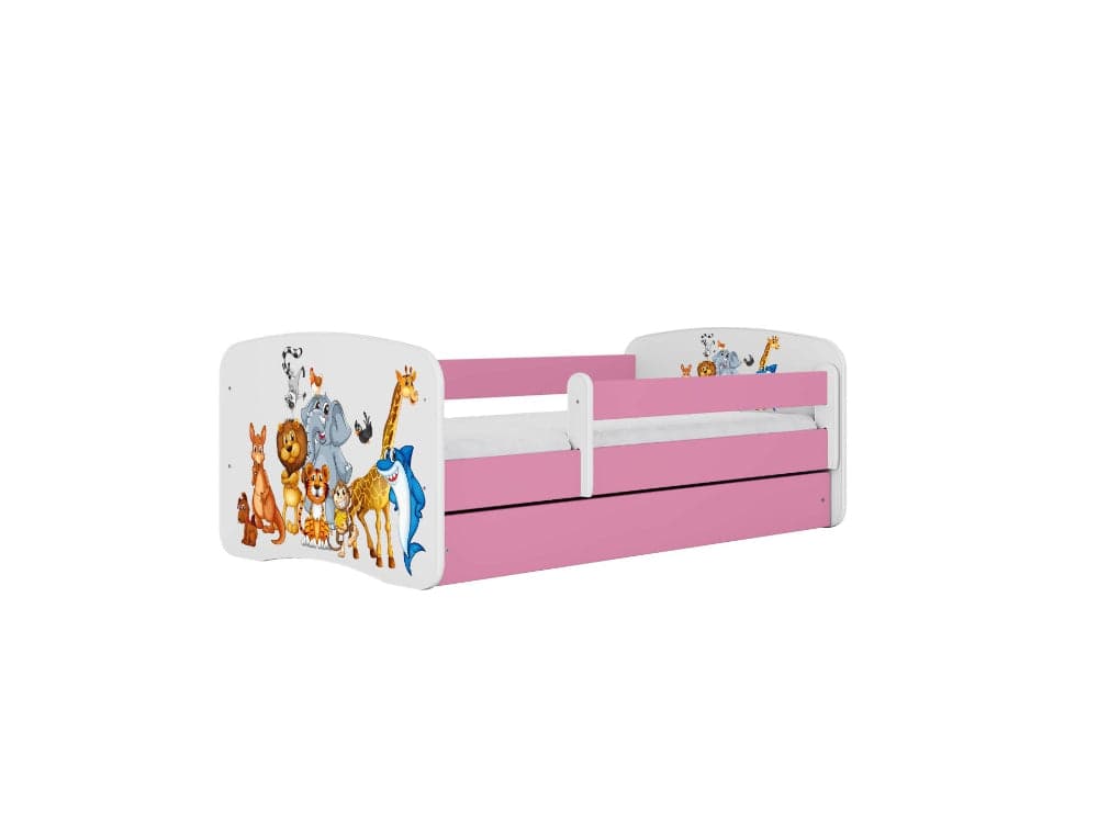Cama 160 x 80 cm Kocot Kids com gaveta BabyDreams Animals Pink
