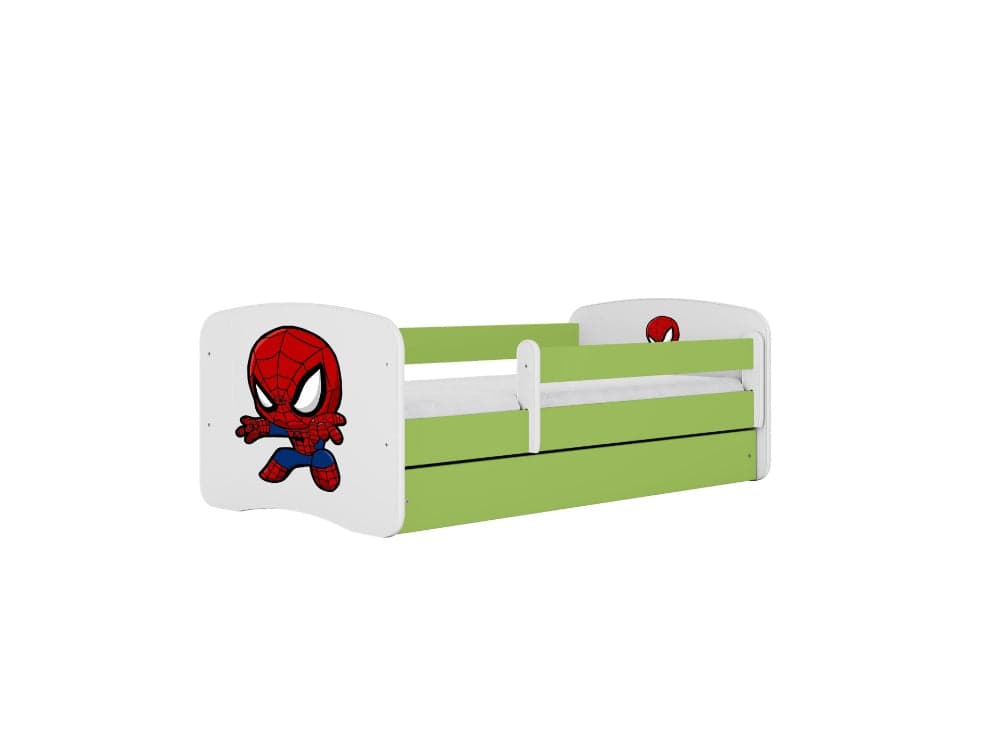 Cama 180 x 80 cm Kocot Kids com gaveta e colchão BabyDreams Spiderman Green