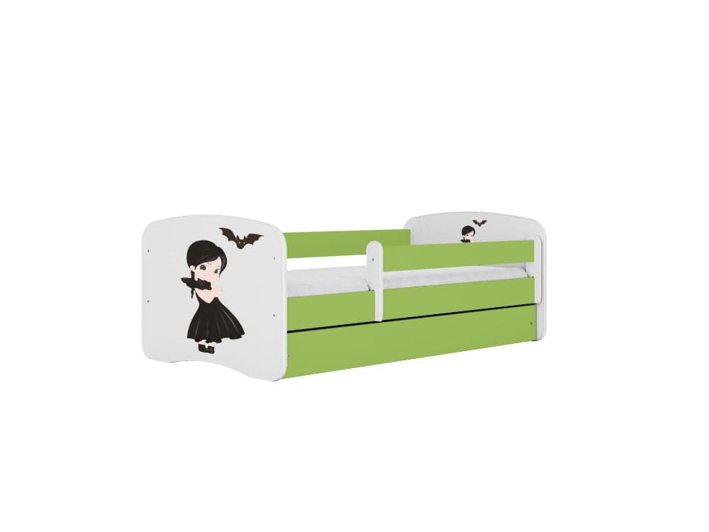 Cama 180 x 80 cm Kocot Kids com gaveta e colchão BabyDreams Wednesday Green